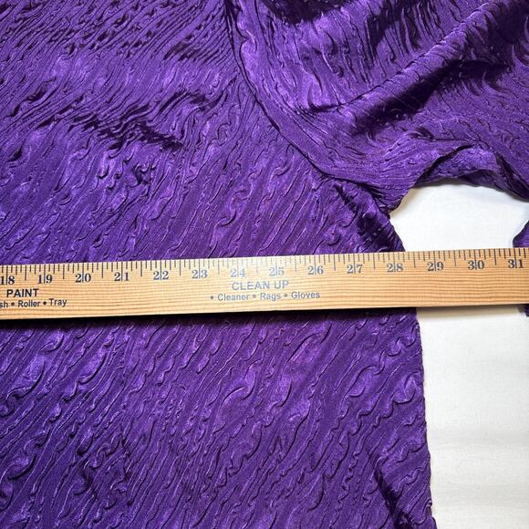 Maggie Barnes 3X Button Front Blouse Purple Textured Crinkle Career Office NWT - Picture 6 of 13